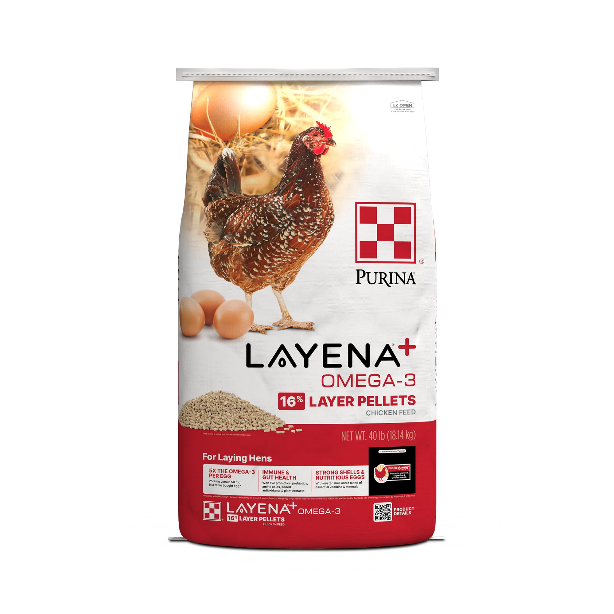 Purina Layena+ Omega-3 Chicken Feed Pellets