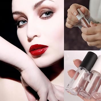Qeuly 4 Pack Lip Gloss Tubes, 6ml Empty Lip Gloss Tubes with Wand, Clear Plastic Lip Gloss Containers for Skin Care Oil DIY Makeup Lipgloss Making Kit (D25xH86mm)