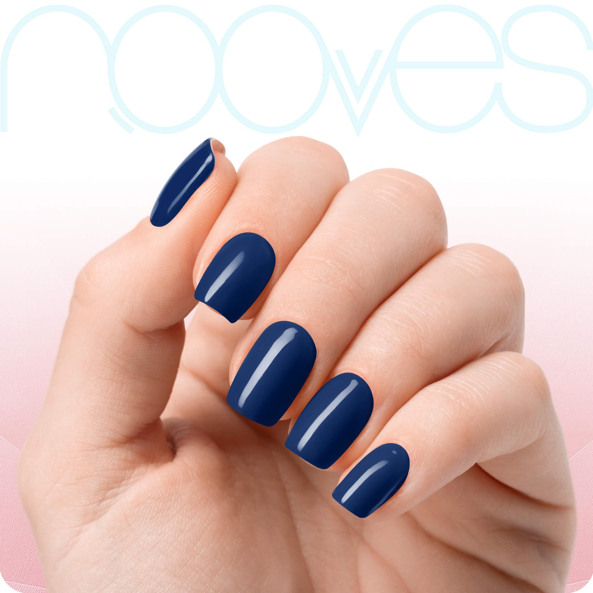 NOOVES - Starter Kit Beauty Azul, Láminas de Gel + Lámpara de Secado UV/LED + Top Coat Glossy + Quartz Dual Stick, Uñas Premium Semicuradas, Manicura, Nail Stickers