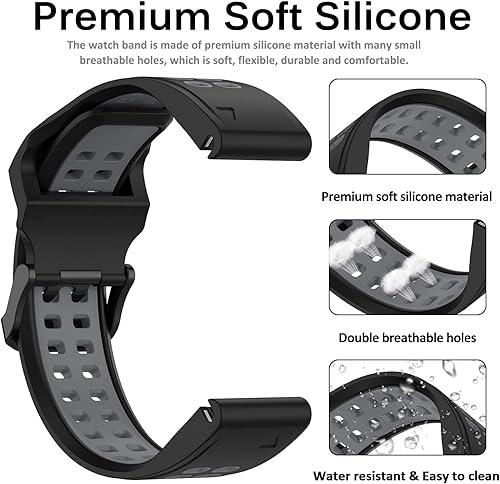 Miniatura 3 de Miimall Correa de repuesto compatible con Garmin Fenix 7, 0.866 pulgadas de ancho, de silicona suave, impermeable, para Garmin Fenix 77 Solar7