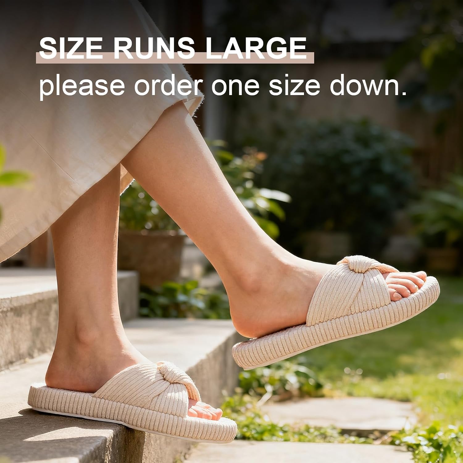 BUNYISCN Slippers for Women Memory Foam Women's Orthopedic Arch Support Open Toe House Bedroom Corduroy Bow Crossbands Slide House Slippers image 2