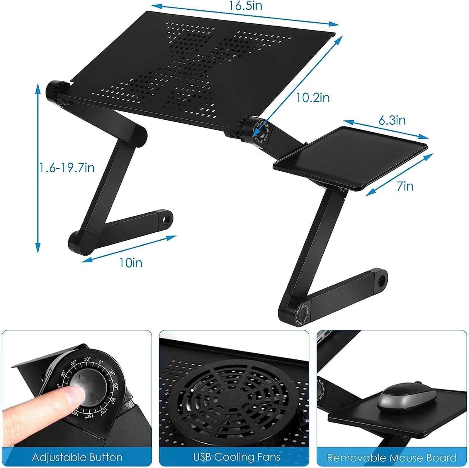 NAKEAH Supporto da Tavolo Regolabile for Laptop, Supporto for Workstation Portatile Portatile, scrivania ergonomica Pieghevole for Laptop da Ufficio in Lega di Alluminio
