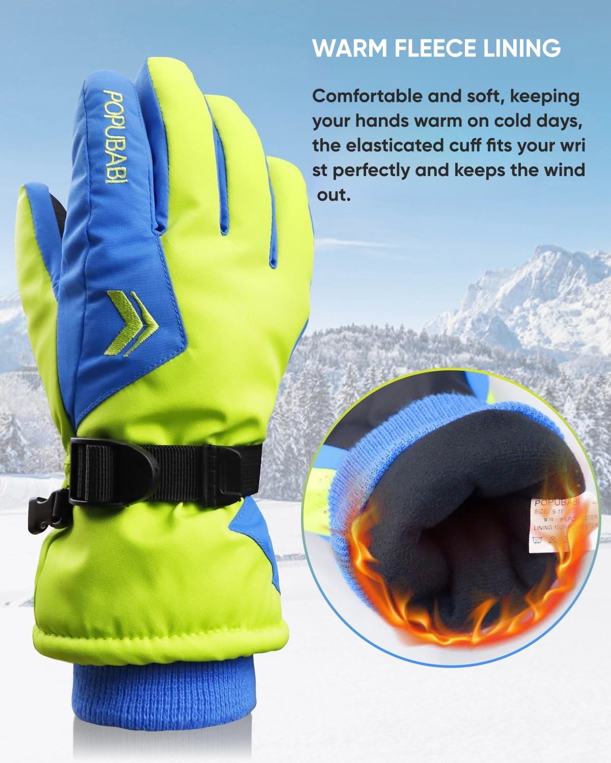 Guantes de Esquí para Niños, Impermeables y a Prueba de Viento, Cálidos para Snowboard y Ciclismo