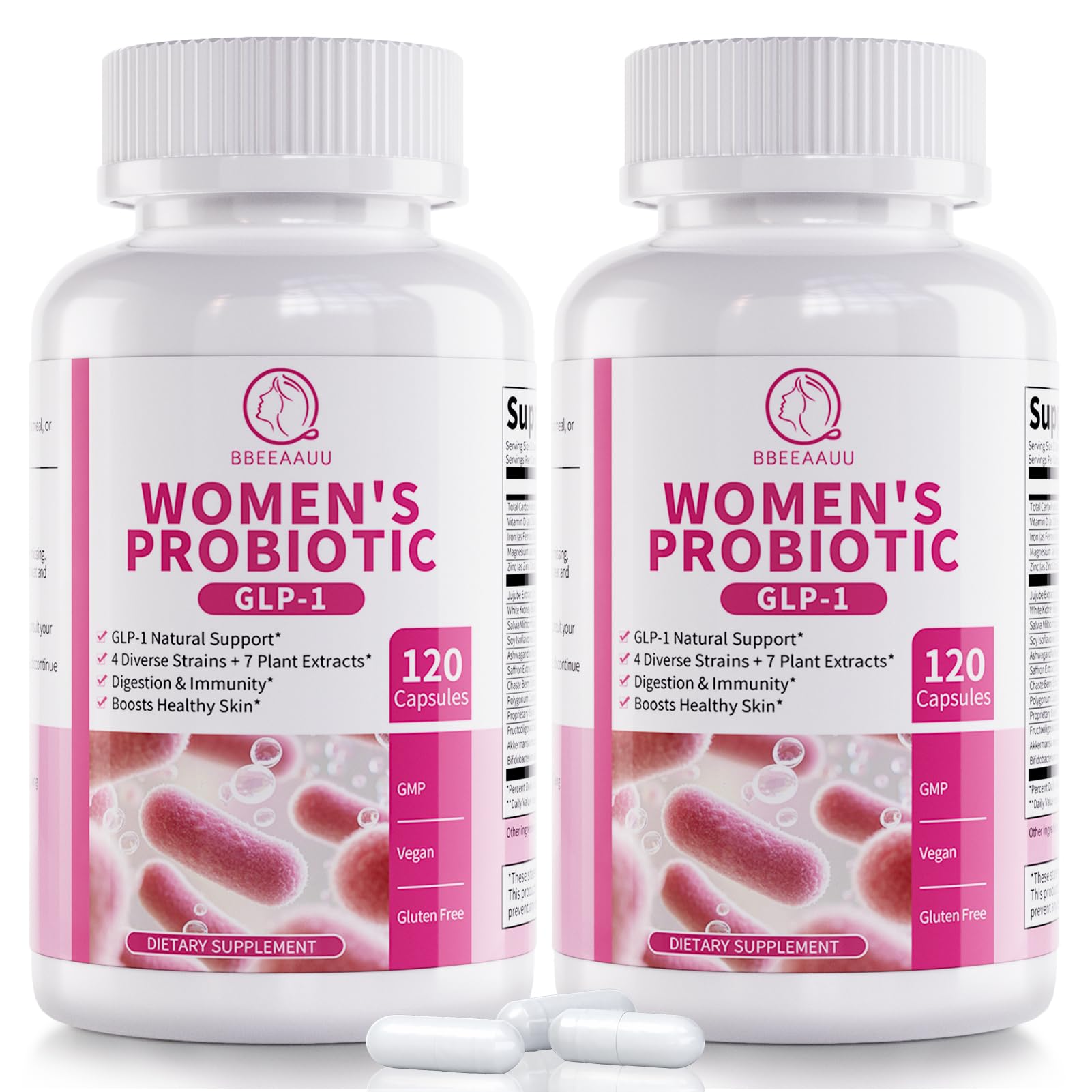 Amazon.com: BBEEAAUU (2 Pack) Probiotics for Women 467 Billion CFUs with Jujube, GLP-1 Probiotic Supplement Capsules Supports Digestive & Skin & Gut Wellness, Immune, Vegan, Gluten-Free,120 Counts : Health & Household