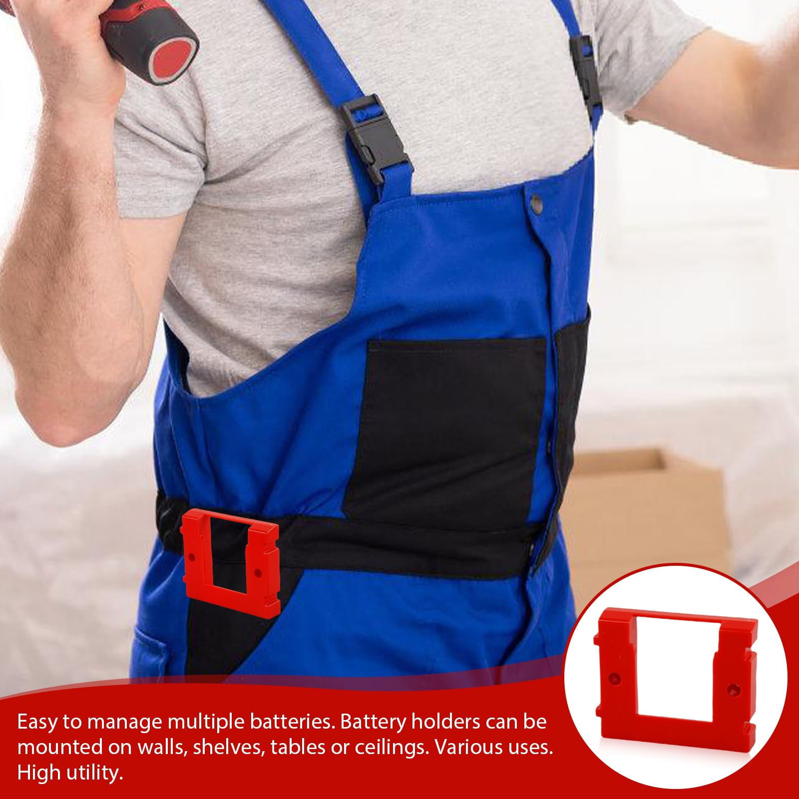 Zestaw 6 sztuk akumulatorowych uchwytów ściennych, uchwyt ścienny do stacji dokującej Einhell Power X-Change 18 V, uchwyt ścienny na baterie, z 12 śrubami, bez baterii