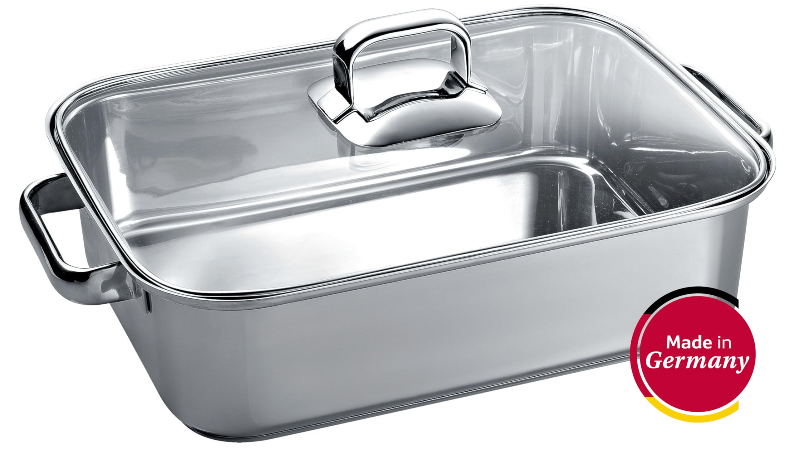 NEFF Z9410X1 Bräter, 30,8 cm, Made in Germany, speziell für FlexInduction entwickelt, spülmaschinenfester Edelstahlbräter mit Glasdeckel, geeignet für Braten, Schmoren und Köcheln bis 250 °C