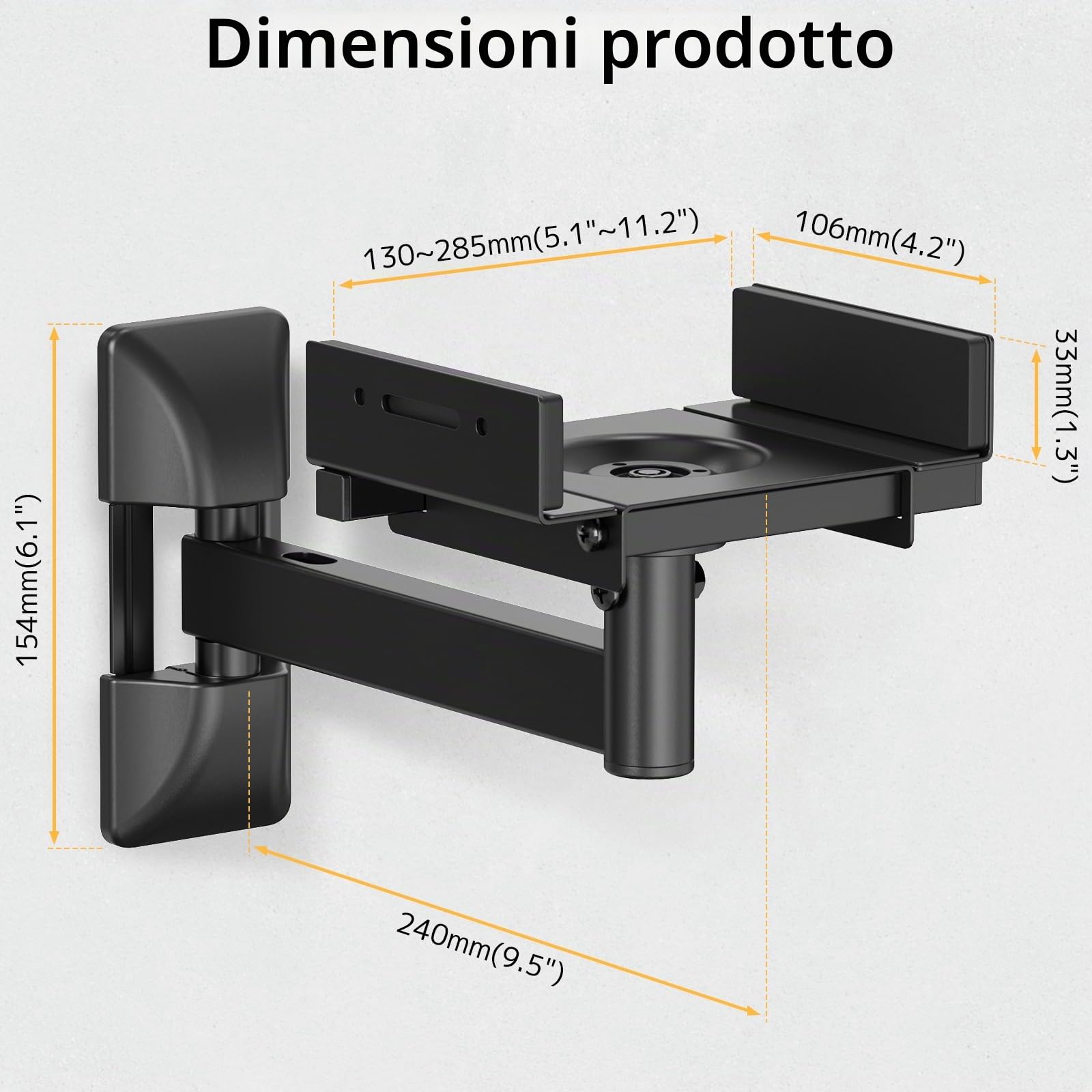 PUTORSEN Supporto da parete per altoparlante – Supporto universale completamente regolabile, da parete, 2 scatole di supporto a parete, può contenere fino a 25 kg