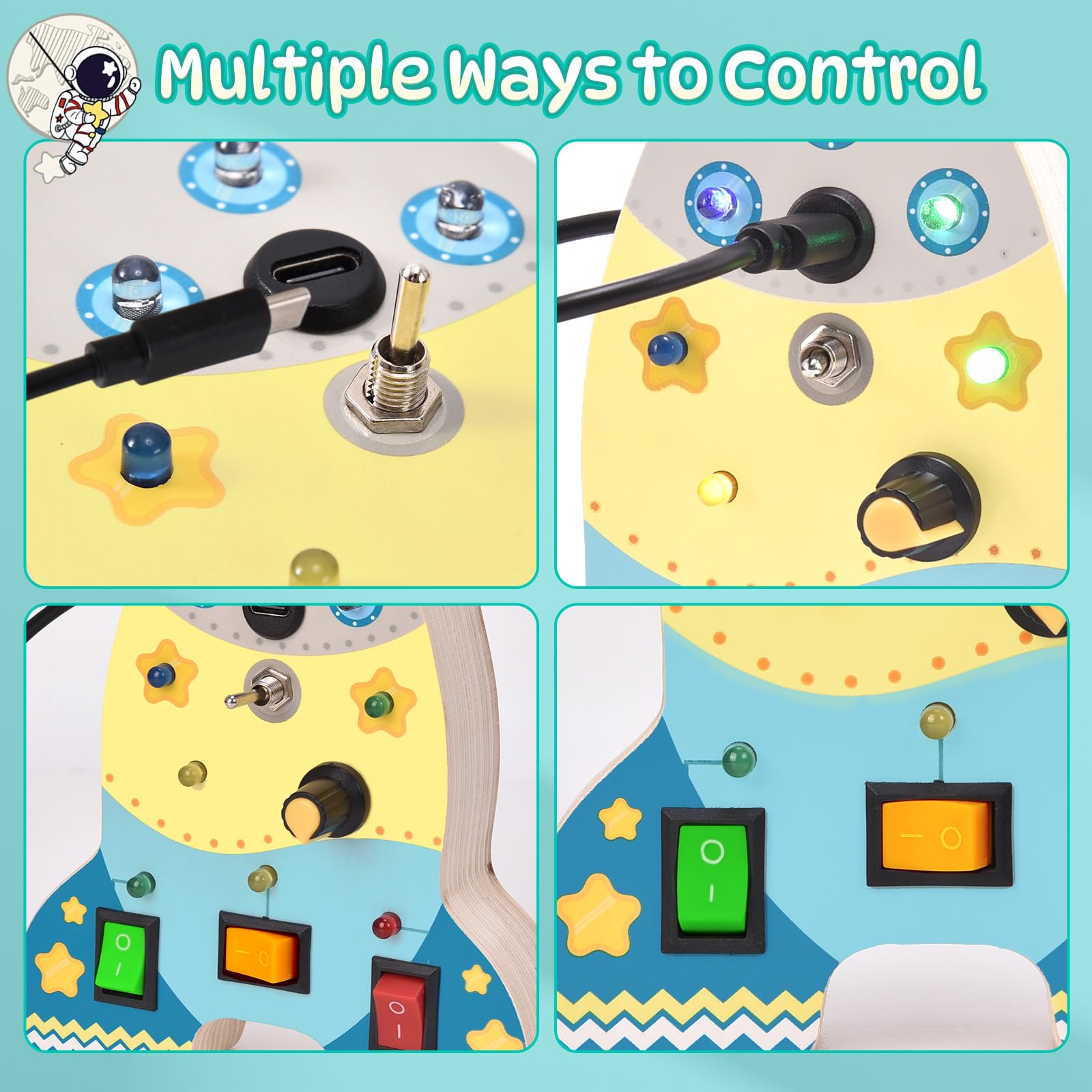 Yitical Montessori Jouet Bebe 1 An LED Busy Board, Jeux Enfants De Motricité Avec 8 Interrupteurs LED, D'éveil Sensoriel Cadeau Pour Bébé12 18 Mois 2 3 Ans Garçons Filles