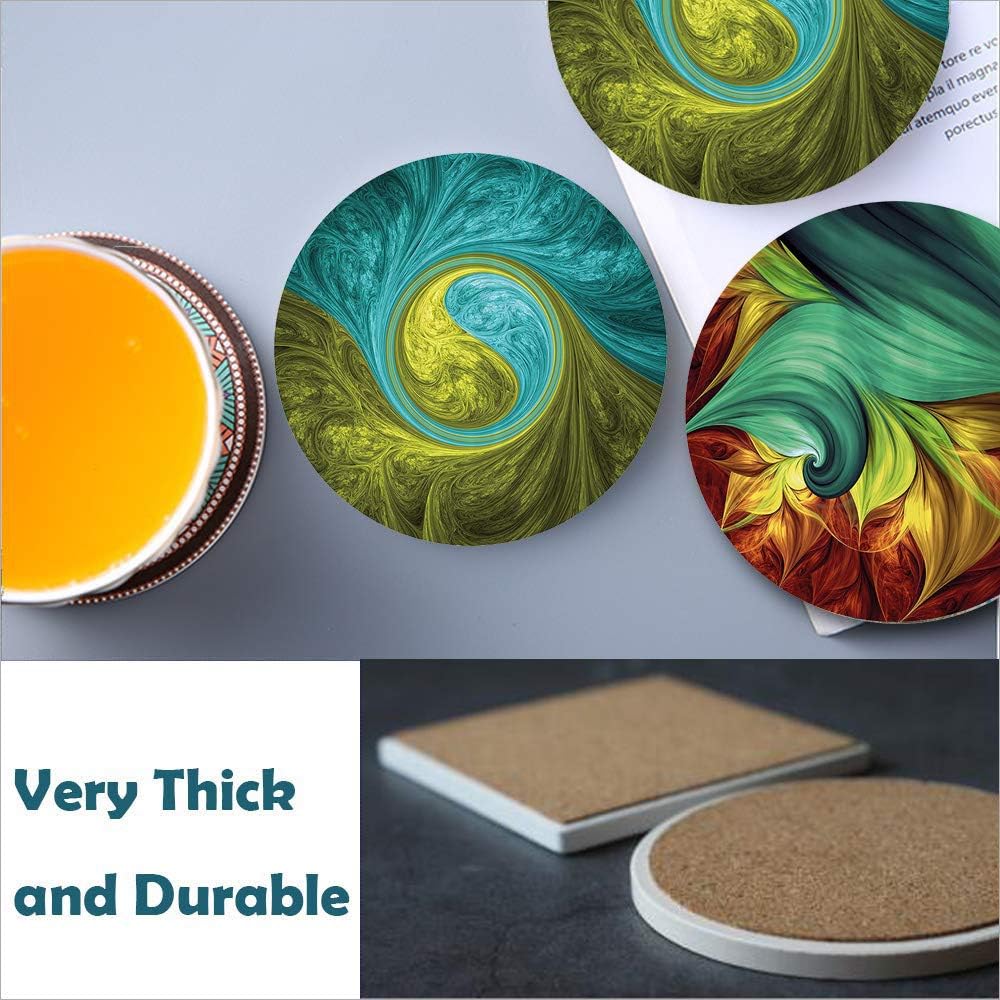 CoxFox Absorbent Coasters for Drinks Ceramic Cool Cup Coaster Set for Wooden Table Women Men Coffee Lover Gift