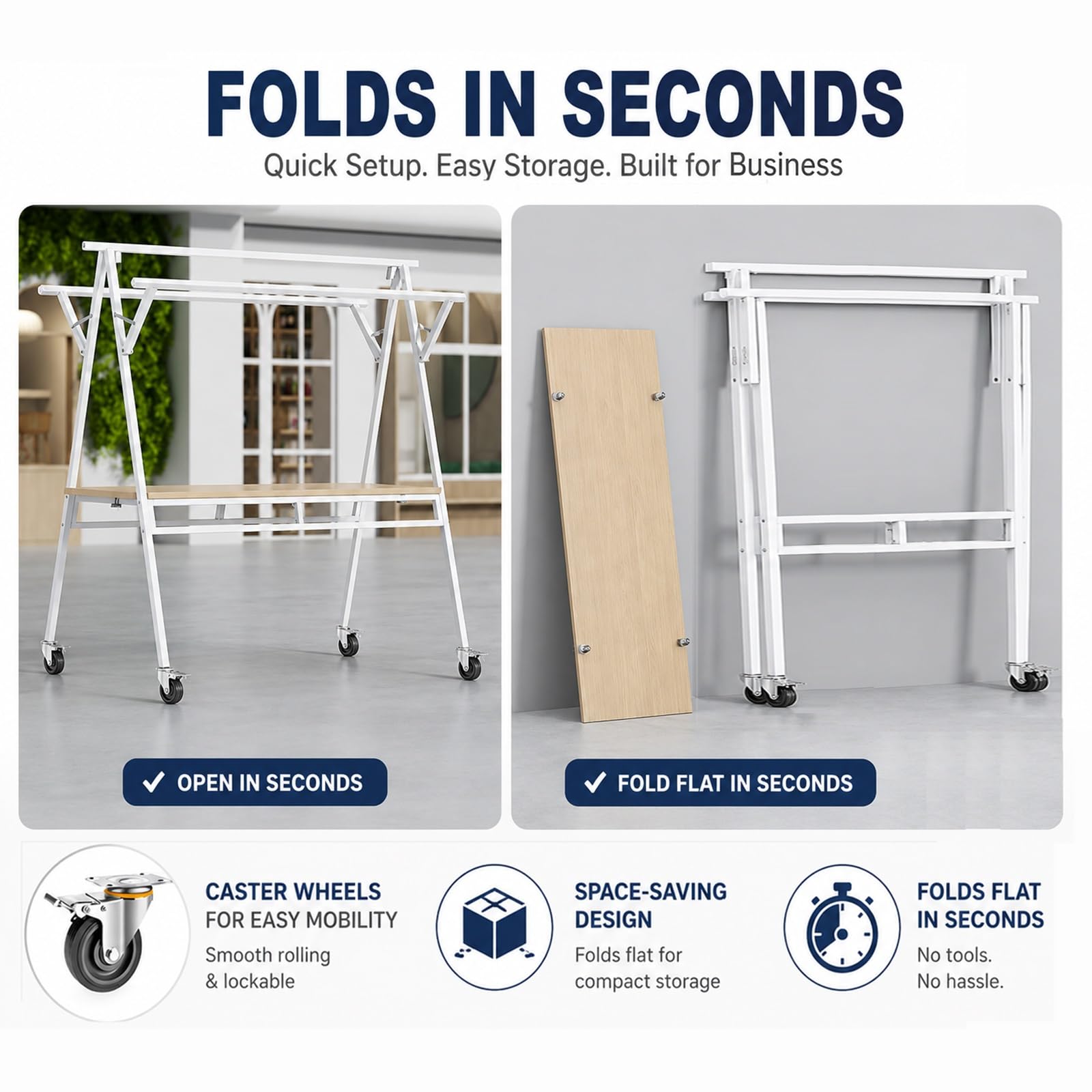 Puesto de Venta con Toldo y Ruedas, Carrito de Venta Plegable para Street Food, Stand de Venta Portátil para Ferias, Puesto Ambulante(Yellow,130x60cm/51x24in)
