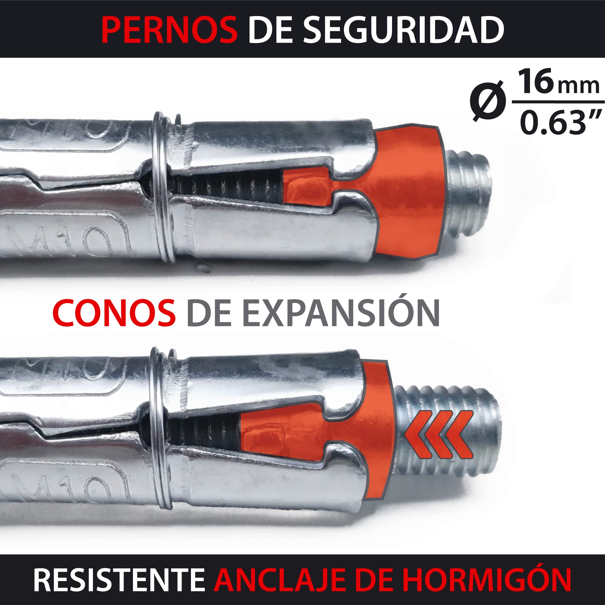 KRASER KR51B Anclaje Moto Antirrobo para Cadena hasta ø50, Acero Alta Resistencia con 2 Pernos Expansión Protegidos, Antirrobo Fijación Suelo Pared Cadena Parking Garaje Moto Remolque Scooter Bici