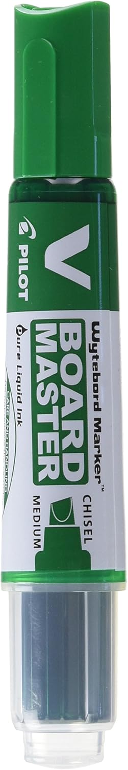 Pilot Begreen Recycled V Board Master Whiteboard Marker Chisel 2.2-5.2 mm Tip - Green, Box of 10