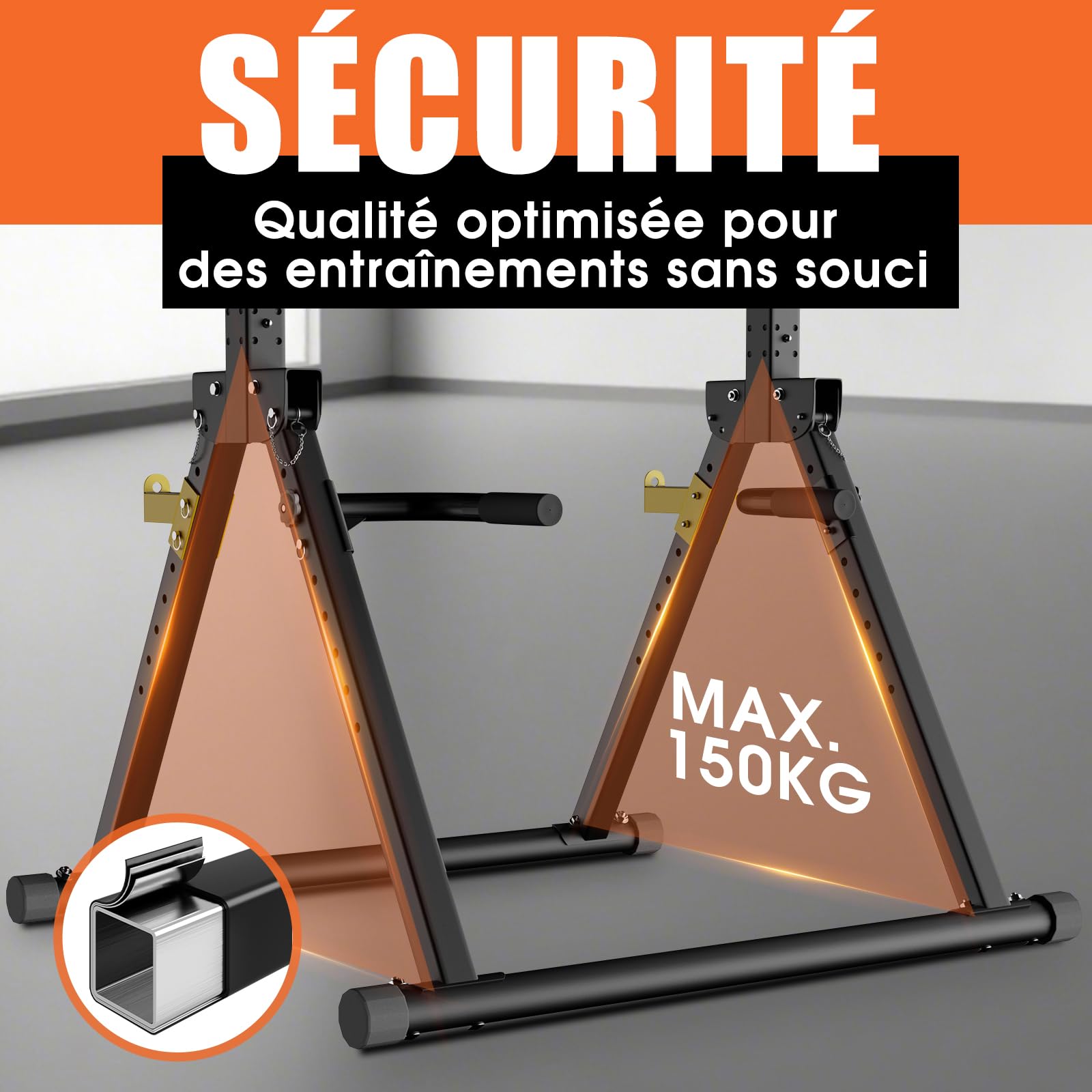 DH FitLife Power Tower pliable | Barre de Traction Autoportante, Barres Parallèles et Supports pour Haltères/Dossier | Station de Musculation Sport Maison
