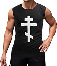 Russian Greek Byzantine Orthodox Cross Men’s Sleeveless Gym Tank Top Athletic Fit Vest