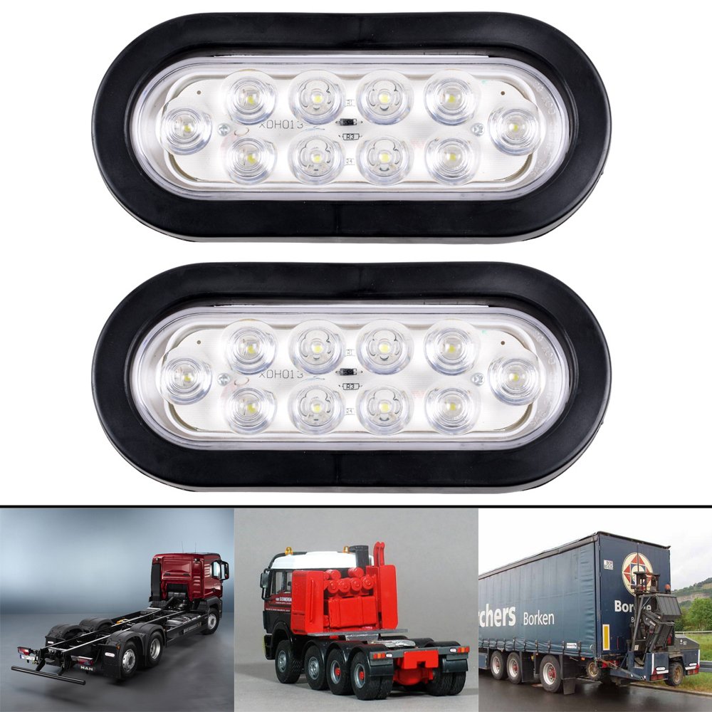Amazon | 明るいホワイト 6000K 楕円形 10 LED クリアレンズ