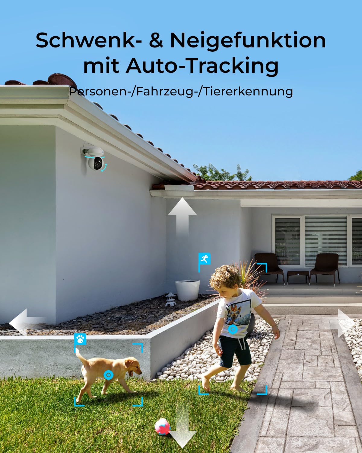 Reolink 4K PoE Überwachungskamera aussen mit Pan & Tilt, E1 Outdoor SE PoE | PoE IP-Kamera outdoor mit Farbnachtsicht, 355° Schwenken & 50° Neigen, Auto-Tracking, Smart-Erkennung, Zwei-Wege-Audio