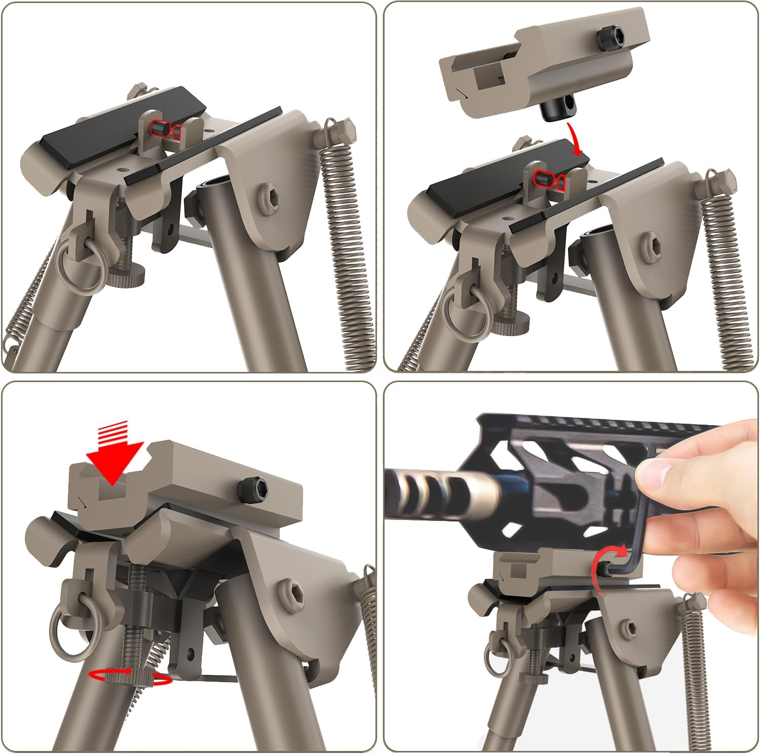6-9 Inches Tactical Rifle Bipod with Picatinny Rail Adapter,Flat Dark Earth Bipod