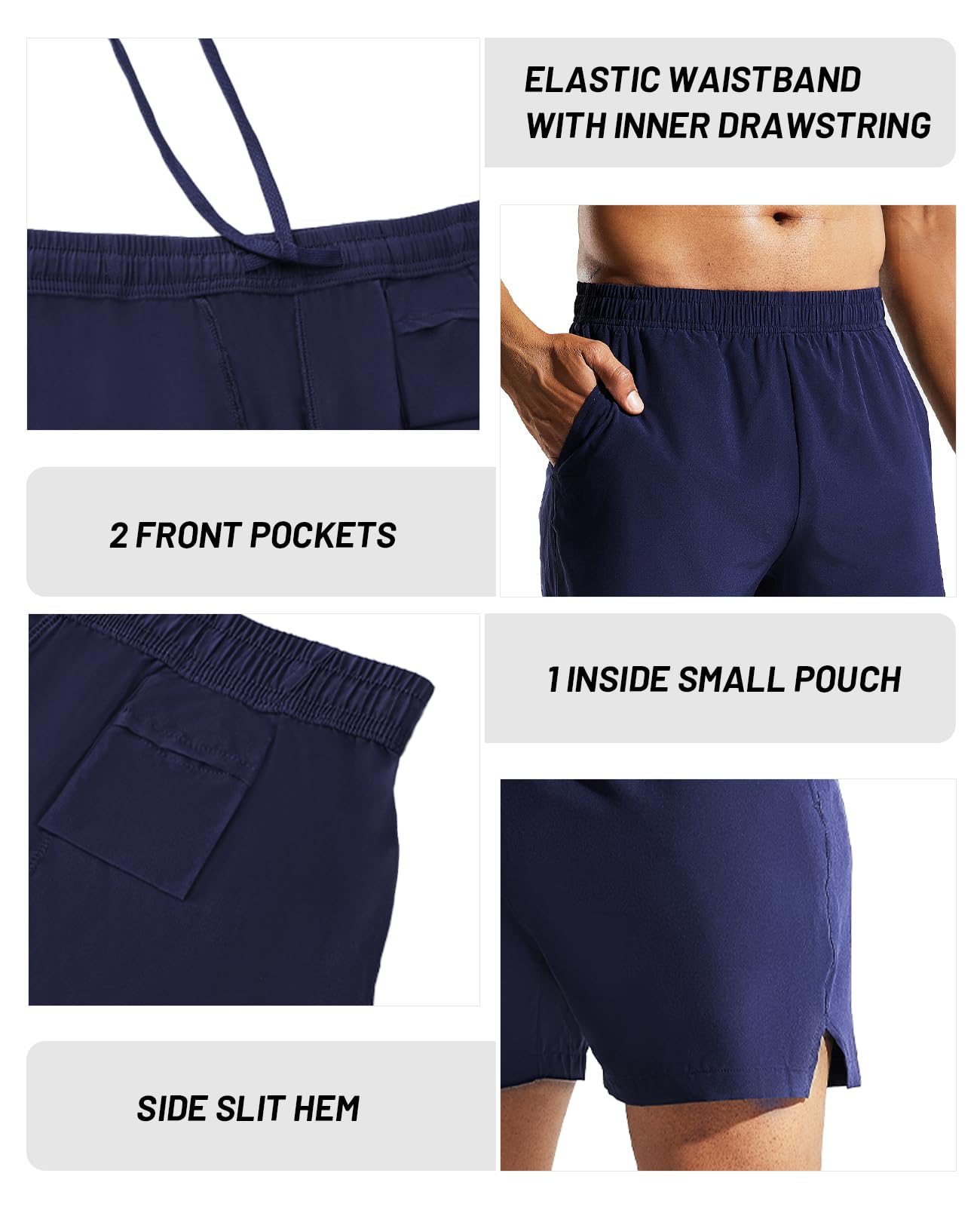 MIER Confezione da 3 pantaloncini sportivi da uomo, da corsa, 12,7 cm, ad asciugatura rapida, leggeri, per palestra, allenamento, allenamento, sport, con tasche