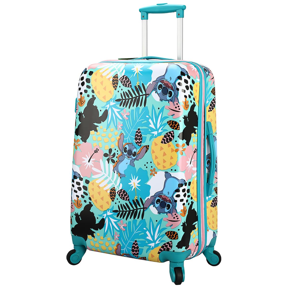 Bioworld Lilo & Stitch Tropical All-Over Print Youth 20” Blue Carry-On Rolling Luggage
