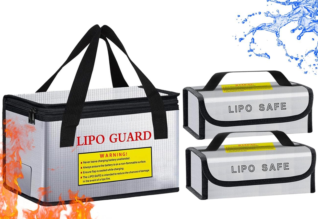 3PCS Lipo Battery Safe Bag Fireproof Charging Bag for RC Lipo Battery Pack Storage Charging Transport, Home Office Travel Lipo Safe Storage Pouch image 2