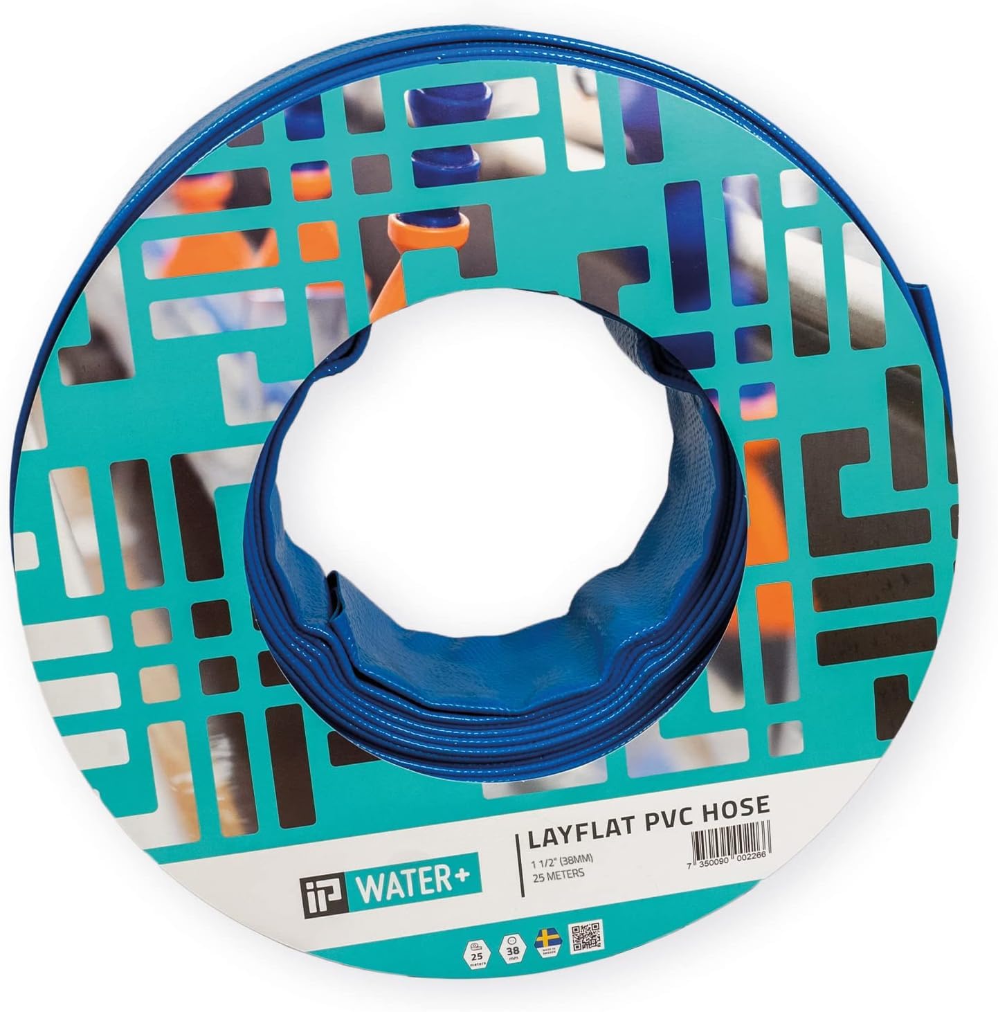 Tuyau plat | Ø 38 mm | 1 1/2" x 25 m | Tuyau de refoulement en PVC | Pompe pour bassin et piscine