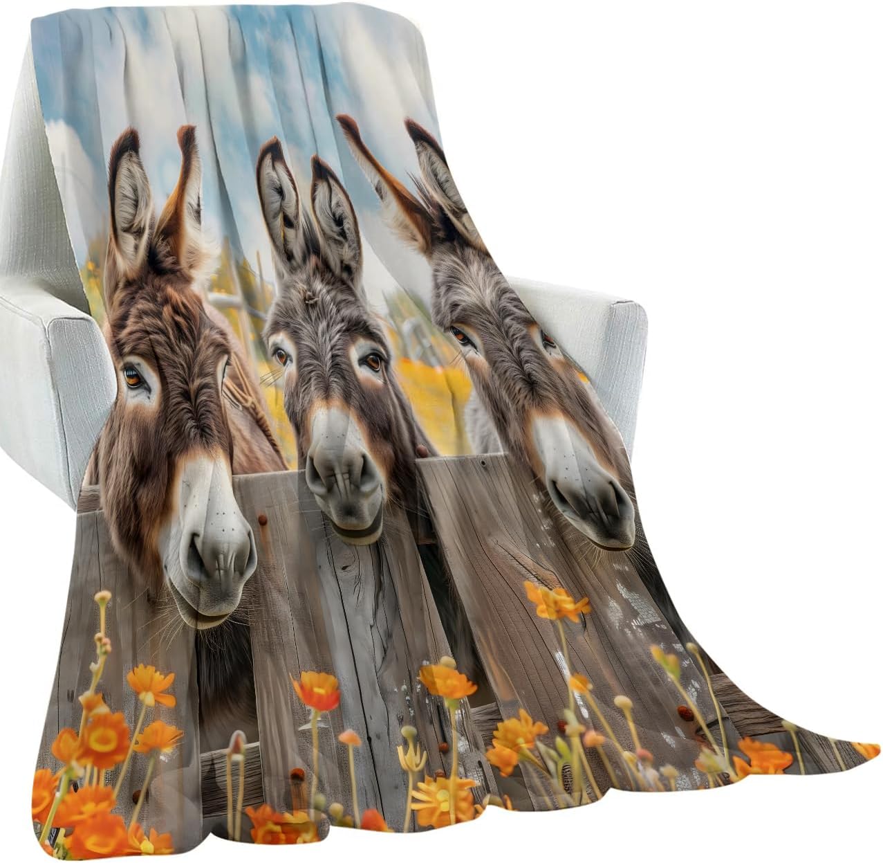 Funny Donkey Blanket Gifts for Kids Women Adult Girls,Farm Animal Throw Blankets,Soft Comfy Lightweight for Home Couch Bed Sofa Decor,Whimsical Farm Design 50x60in - Image 4