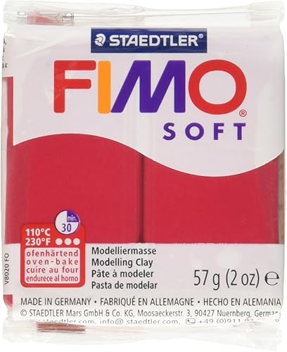 Staedtler Fimo - Arcilla polimérica suave, 2 onzas, 8020-26, color rojo cereza