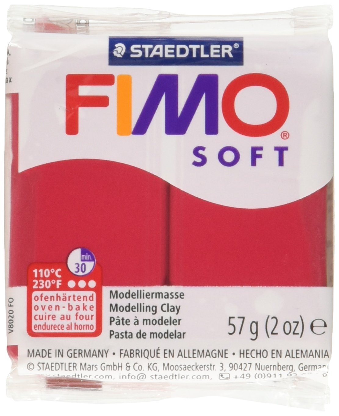 Argile polymère FIMO Soft rouge cerise 8020-26 pâte de modelage pour bijoux