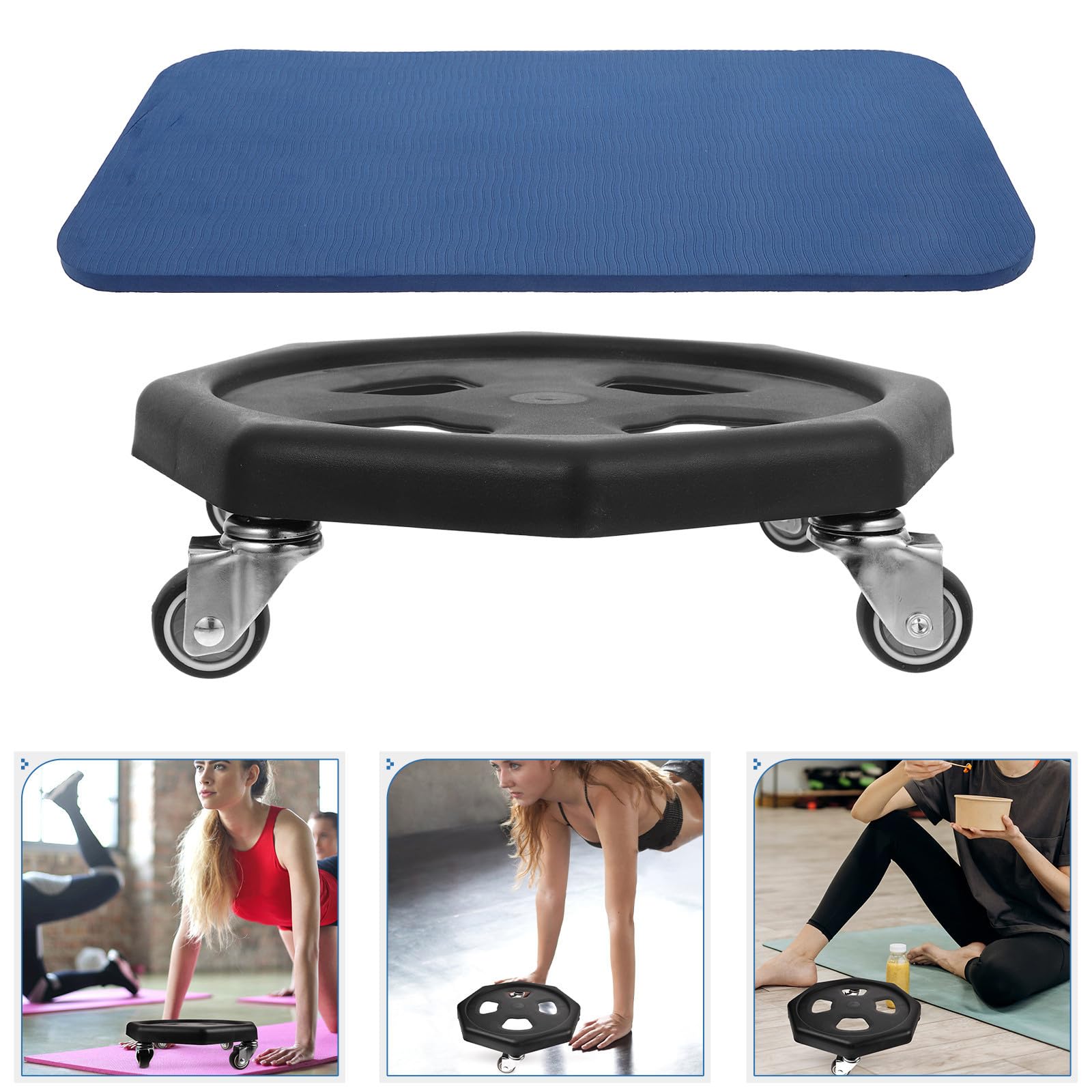 Beaupretty Discos Deslizantes de Entrenamiento Abdominal, Placa de Entrenamiento Abdominal, PP, Negro, Portátil, con Cojín para Rodillas, para Ejercicio en Casa Color Color Aleatorio
