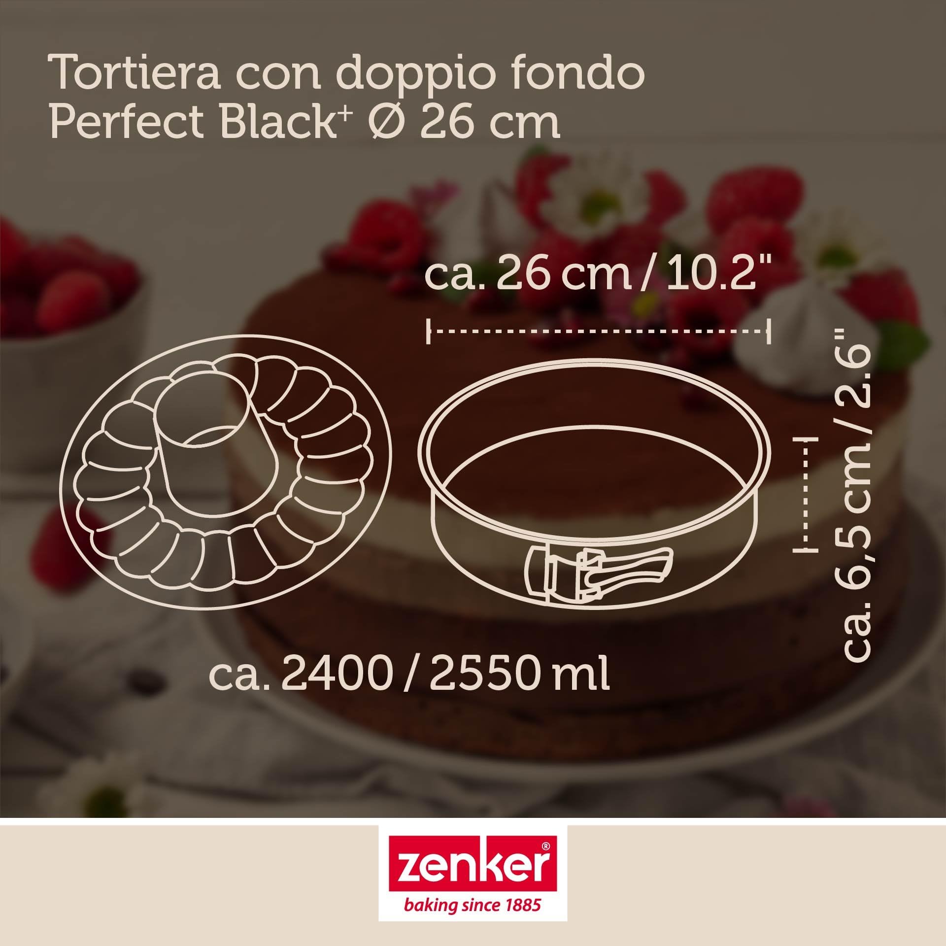 Zenker Teglia con fondo piatto e tubo Perfect Black Ø 26 cm – Stampo di alta qualità con rivestimento antiaderente, resistenza al calore +230 °C Made in Germany