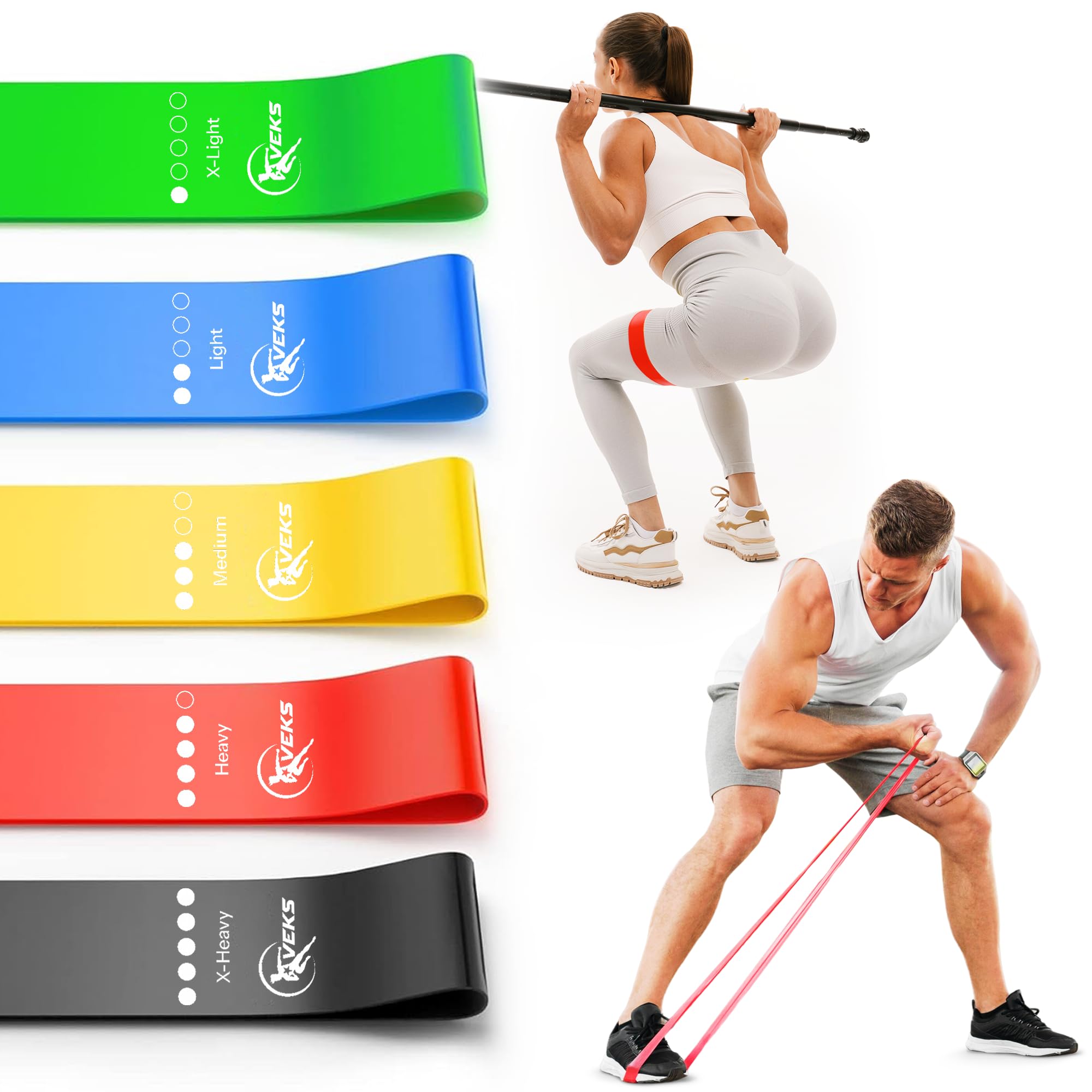 Resistance Bands, Exercise Workout Bands for Women and Men, 5 Set of Stretch Bands for Working Out, Elastic Band on Great Fitness