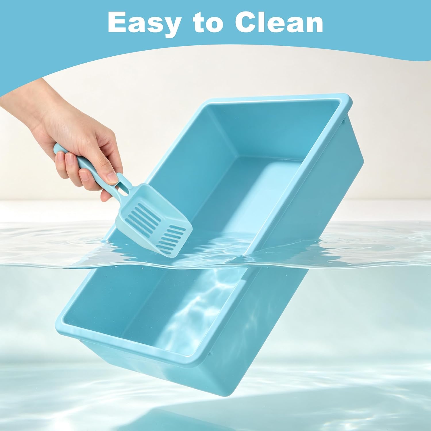 Kitten Litter Box Set for Small Cats, 3 Pack Plastic Kitten Litter Pans