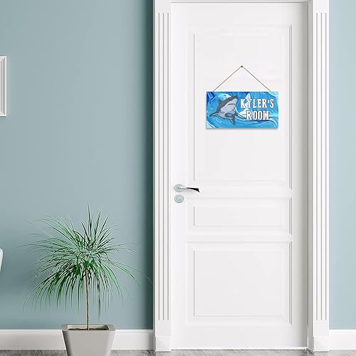 Miniatura 4 de Letrero de tiburón, letrero personalizado con nombre para niños, letrero de puerta de habitación de niños, decoración de pared, letrero de arte para