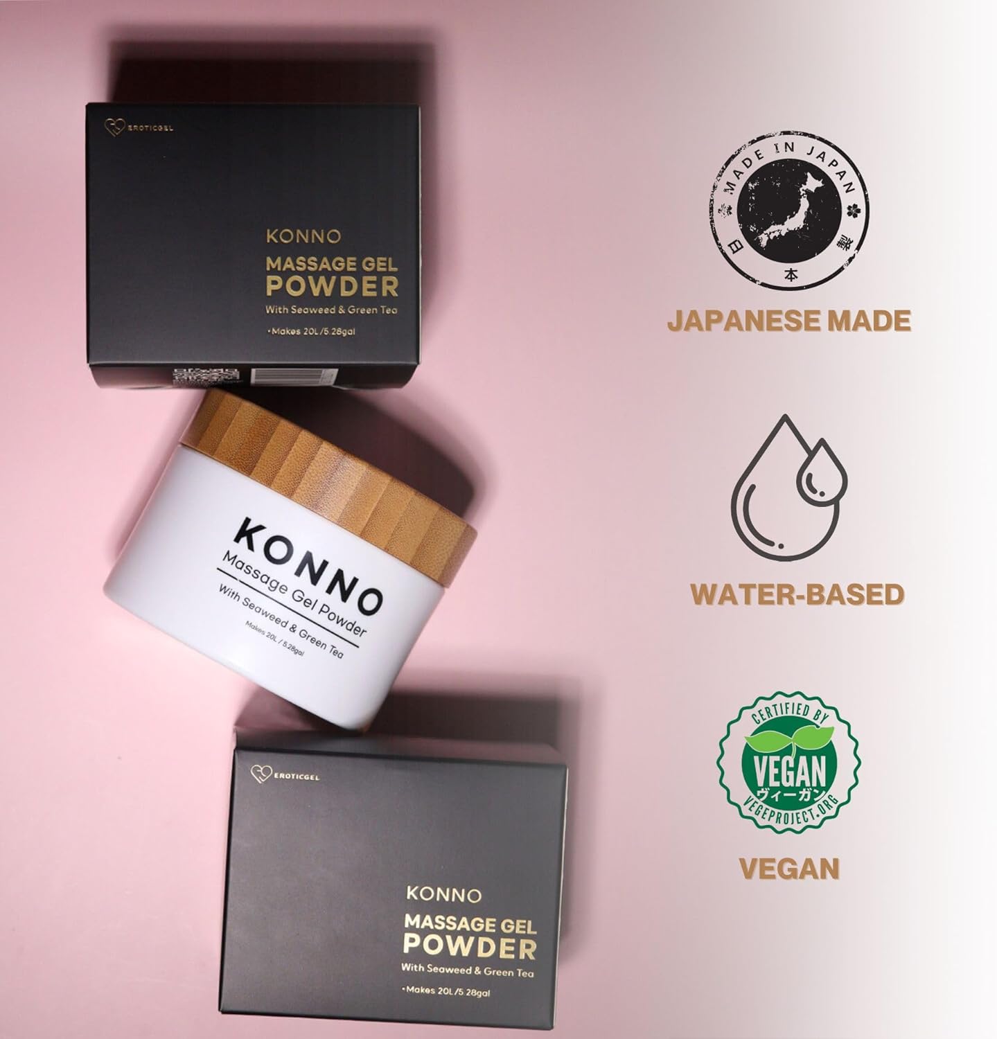 Japanese Nuru Massage Gel Powder 200g | Formulated with Natural Seaweed & Green Tea | Made in Japan | Paraben, & Glycerine Free | Fragrance-Free | Makes 5.28 gal/ 20L | Vegan | Konno - Image 5