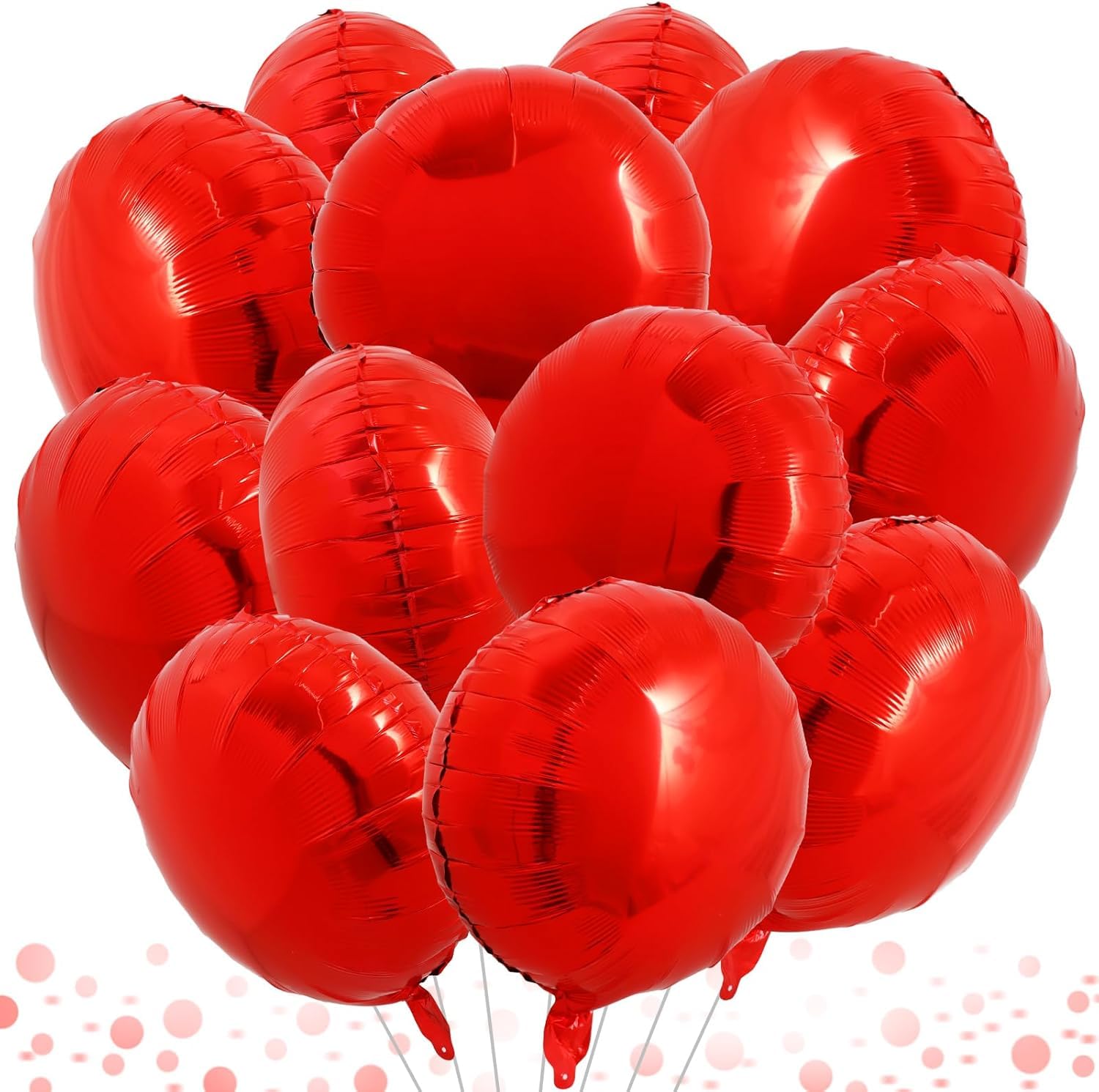 DecoGlee 30Pcs 18 Inch Large Red Round Shape Foil Balloons Big Red Circle Helium Mylar Ballons for Birthday Wedding Bridal Shower Anniversary Engagement Party Decorations Supplies