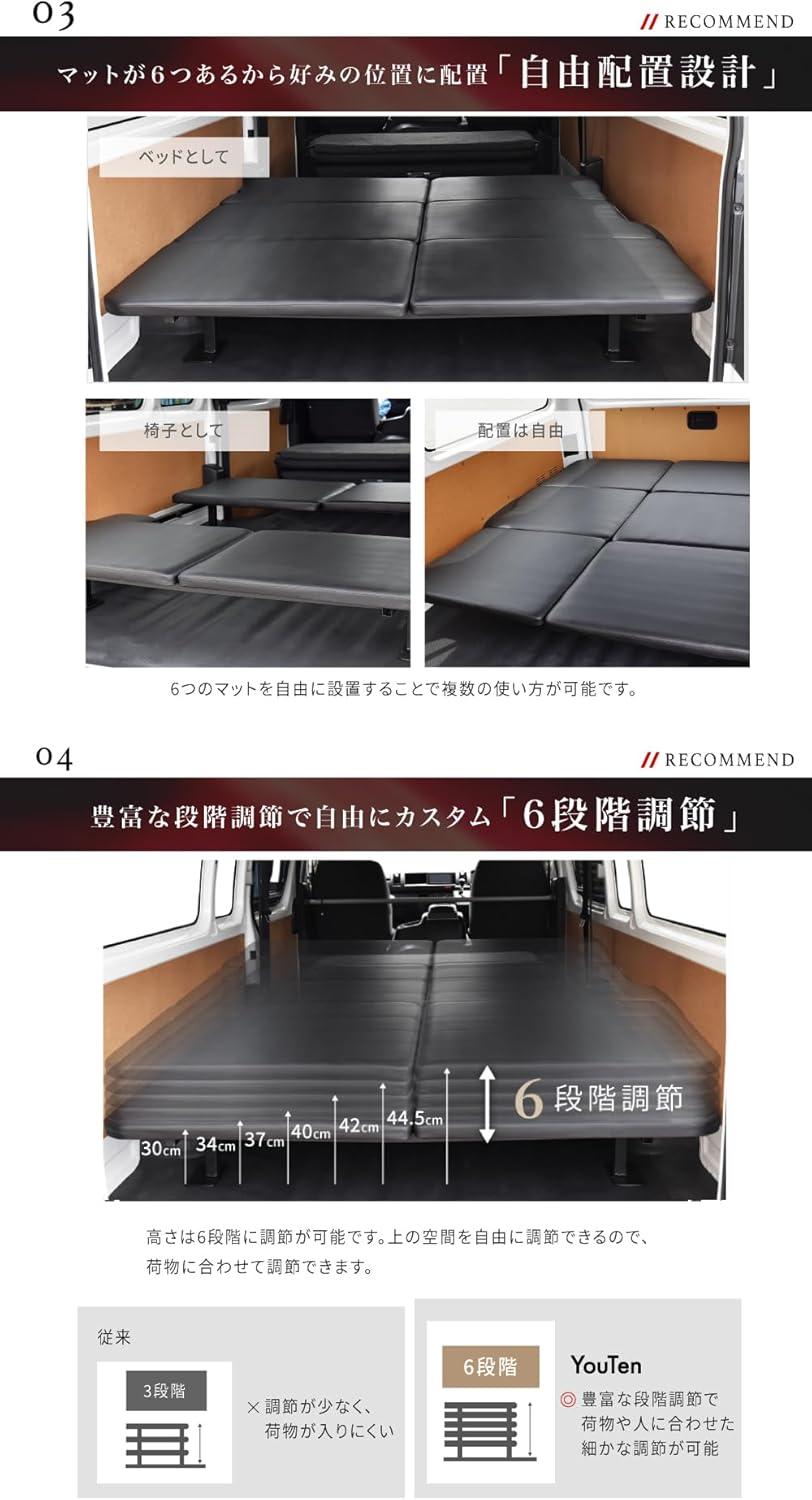 YouTen ハイエース200系 車中泊マット|YT-HIBD01の商品説明画像1