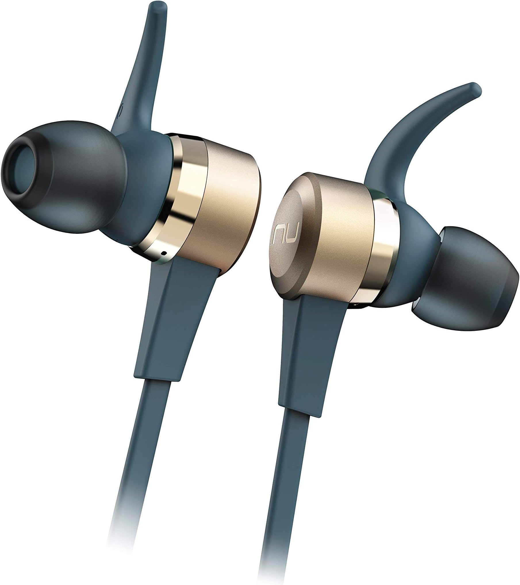 NuForce BE Live5 Wireless Audiophile Earphones with 8h Battery Life, AAC + aptX, Large 8mm Driver for deep Bass, New Innovative Battery Design and Aluminum housing (Gold)