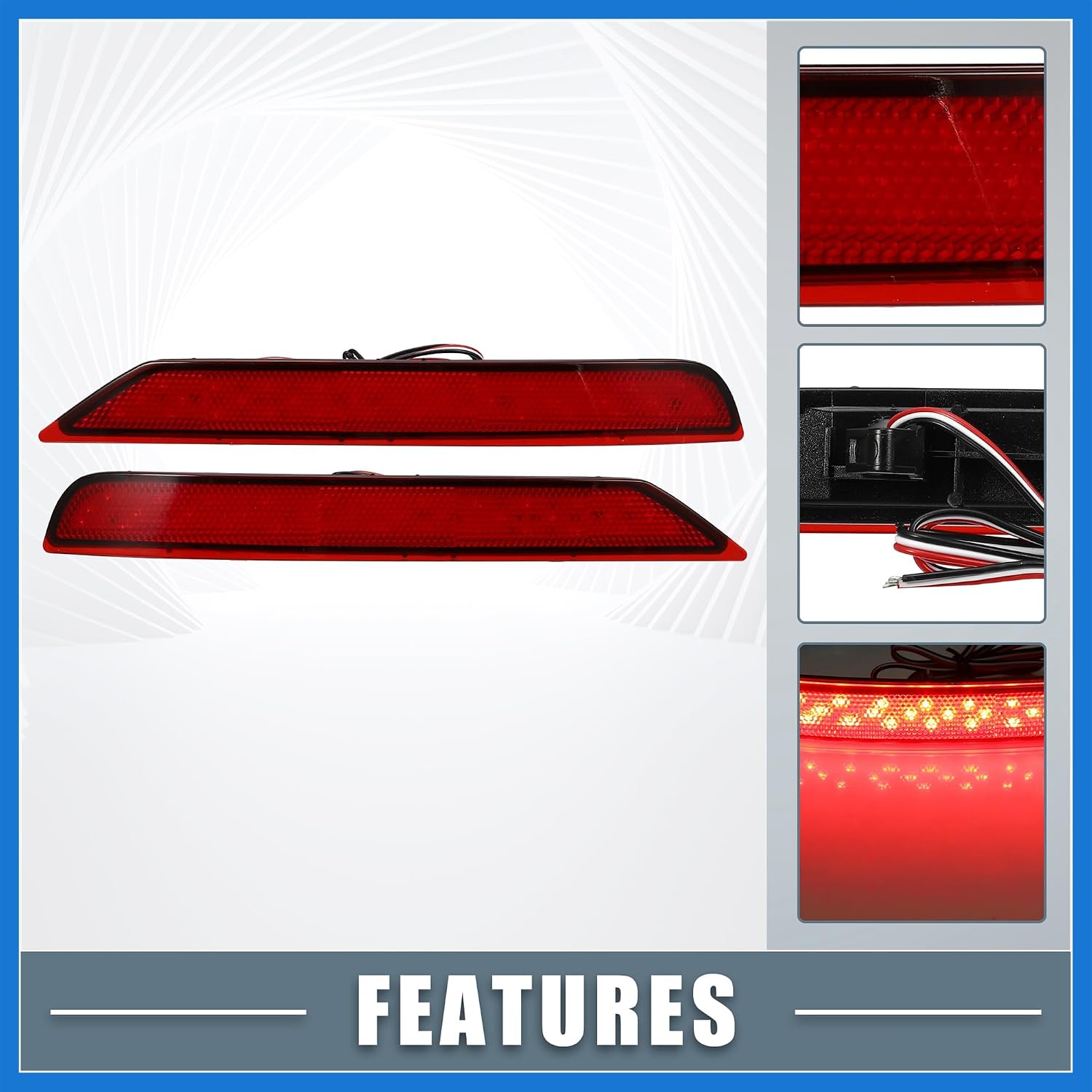 Rear Bumper Reflector Fog Brake Tail Light 84281SC010 84281SC000 Red LED for Subaru Forester 2009-2018 Plastic Red Lens (Set of 2) Auto Accessories