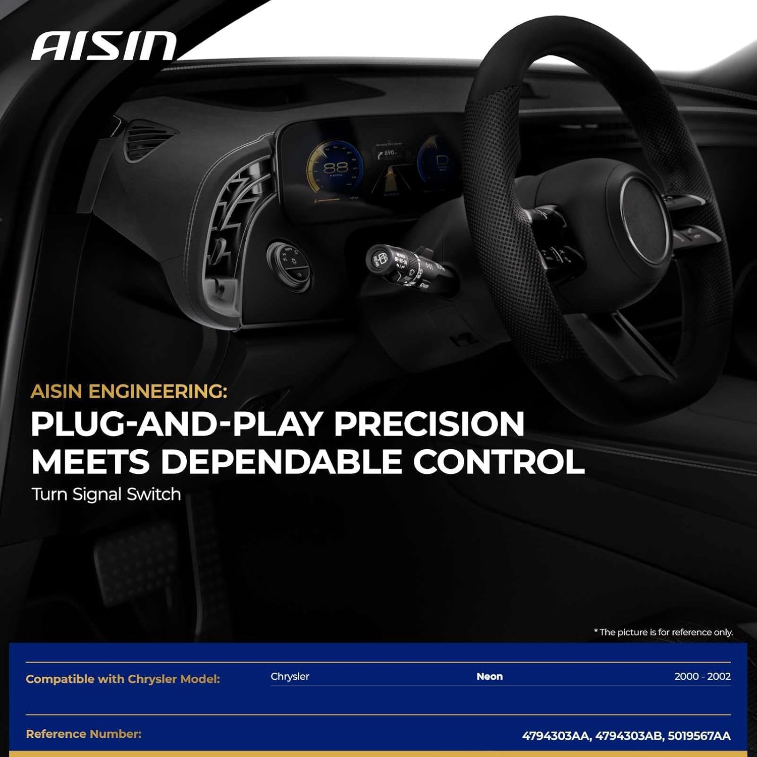 AISIN AFTERMARKET TSSCH-00228 Windshield Wiper and Washer Switch Assembly - Compatible with Chrysler Neon 2000-2002