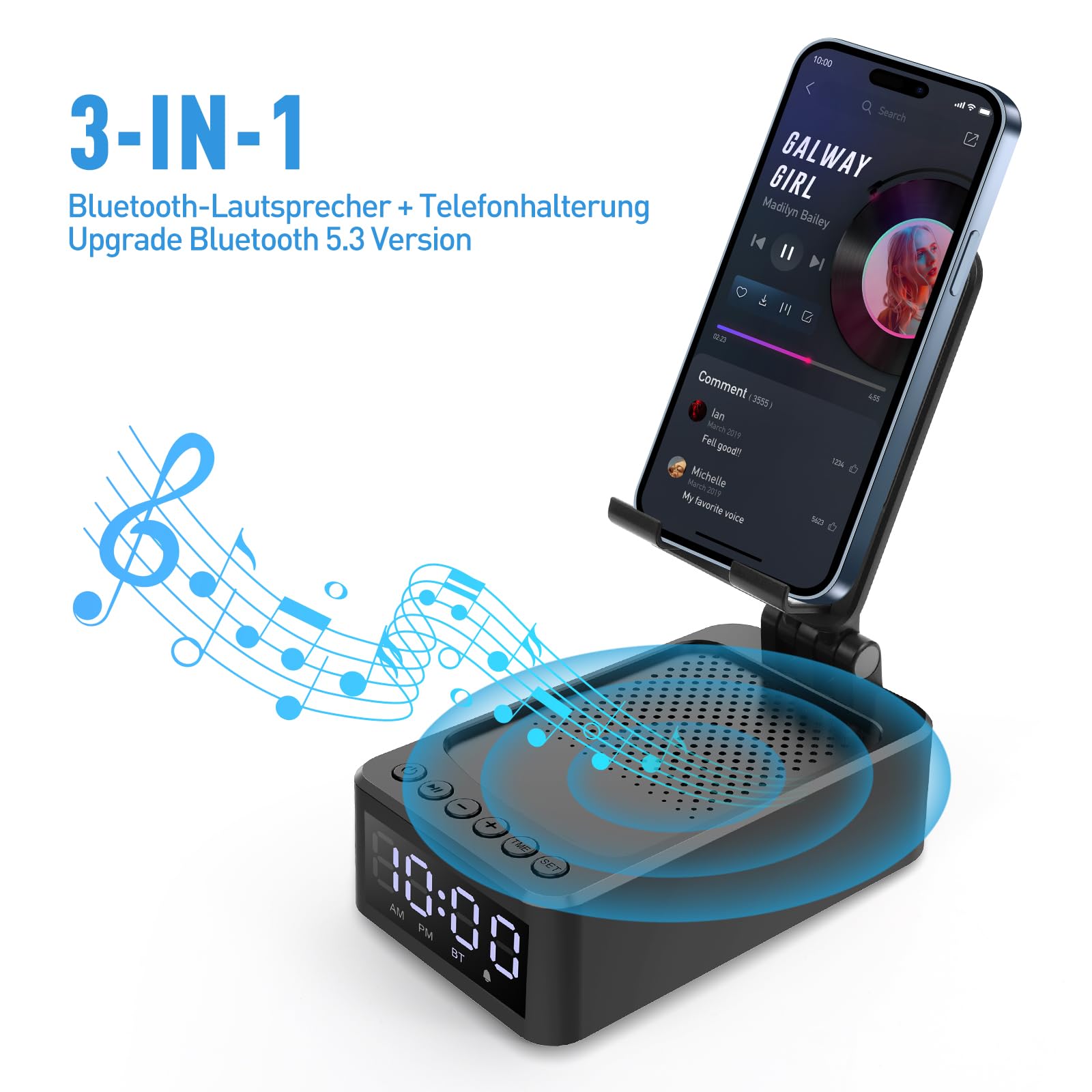 ZOOI Idee Regalo Uomo, Altoparlante Bluetooth con Supporto, Festa del Papa Idee Regalo, Gadget Utili, Regalo Festa del Papà, Regali Uomo, Regalo Anniversario per Lui, Regalo Compleanno Uomo