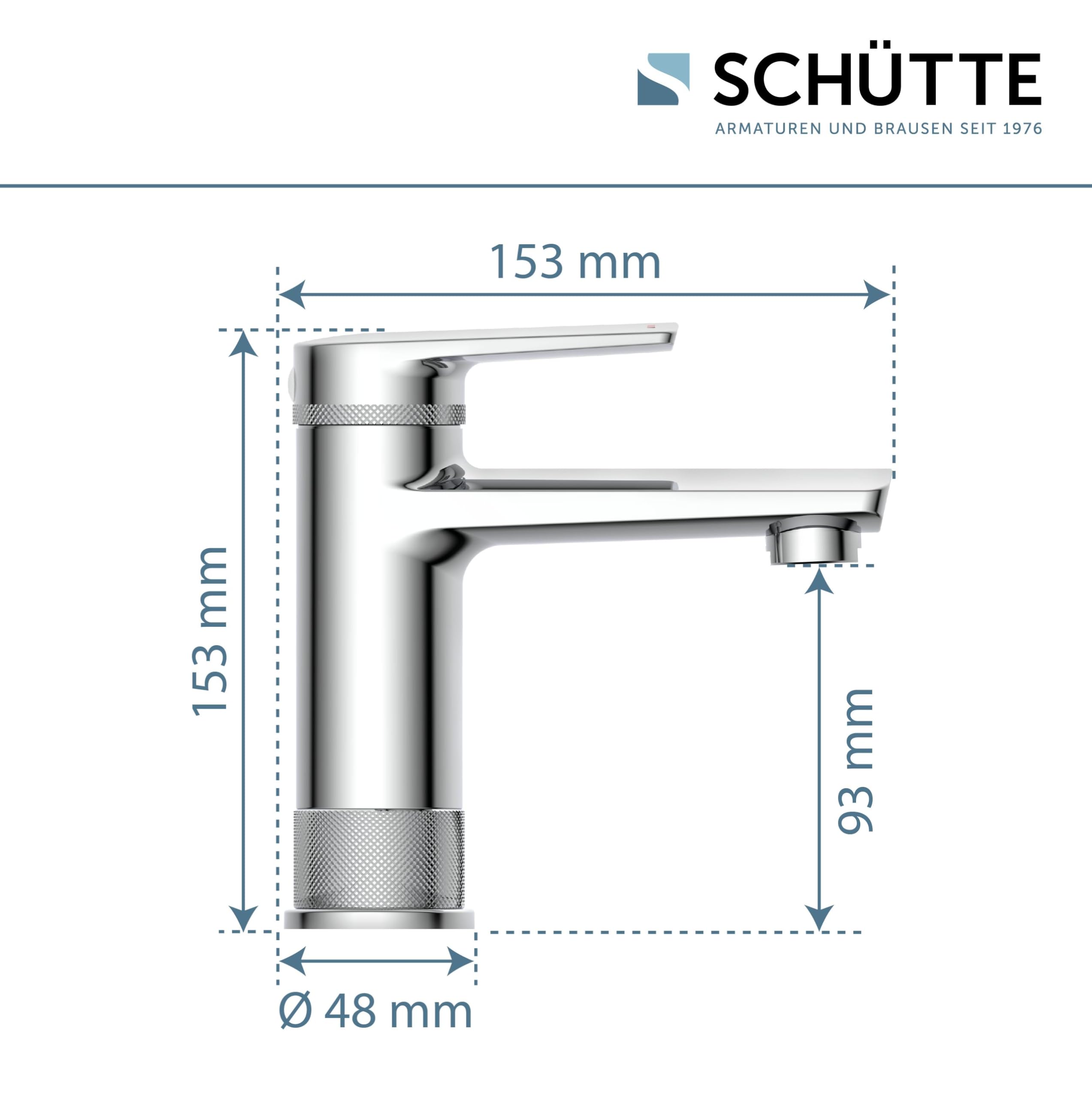 SCHÜTTE LIVERPOOL 33410 - Rubinetto per lavabo in elegante design cromato lucido, per il bagno, con eccentrico pop-up, miscelatore per bagno