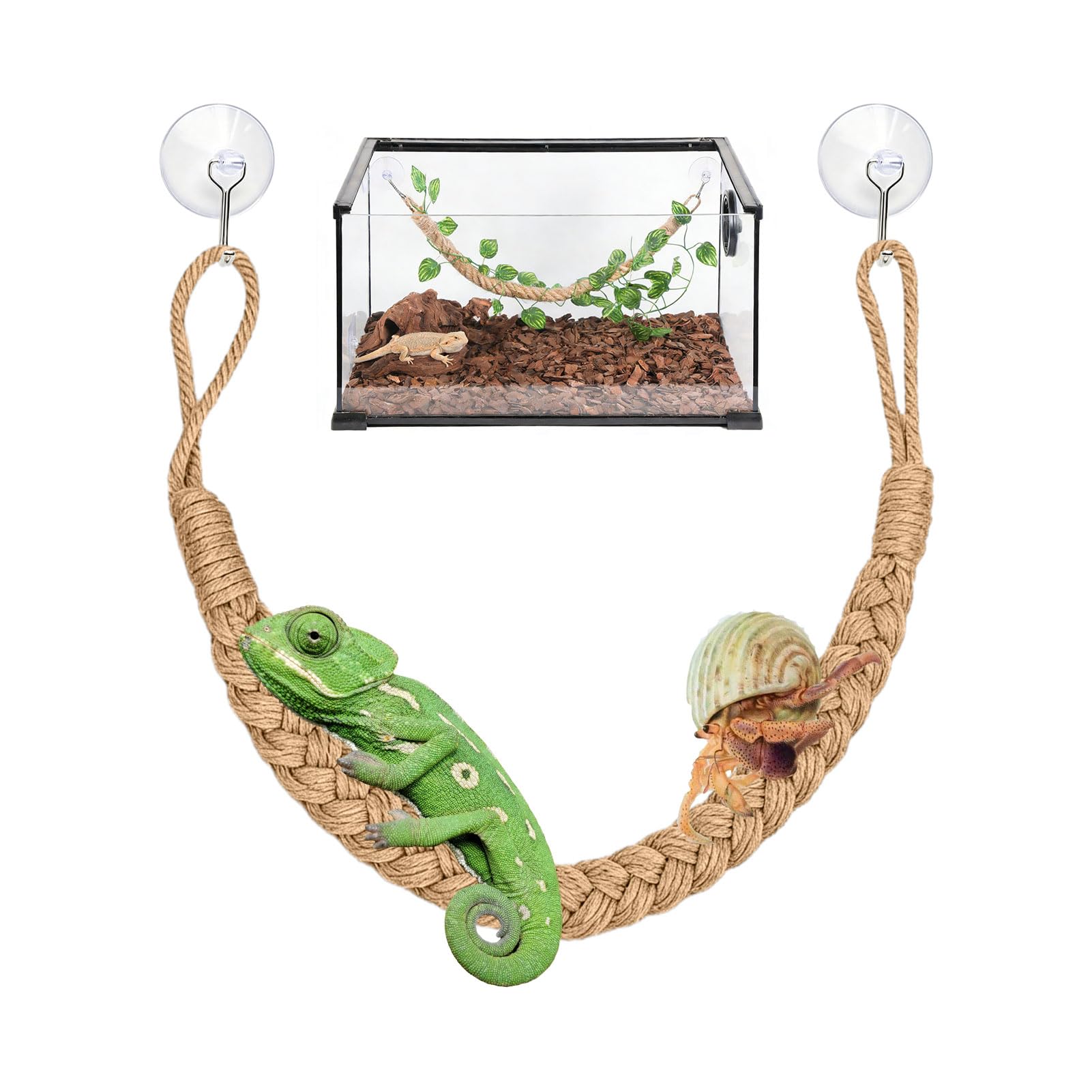 Gecko Tank Accessories with 2pcs Suckers, Crested Gecko Tank Accessories, Snake Accessorie for Vivarium Wall Climbing Geckos, Reptile Tanks, Lizards Snakes Hermit