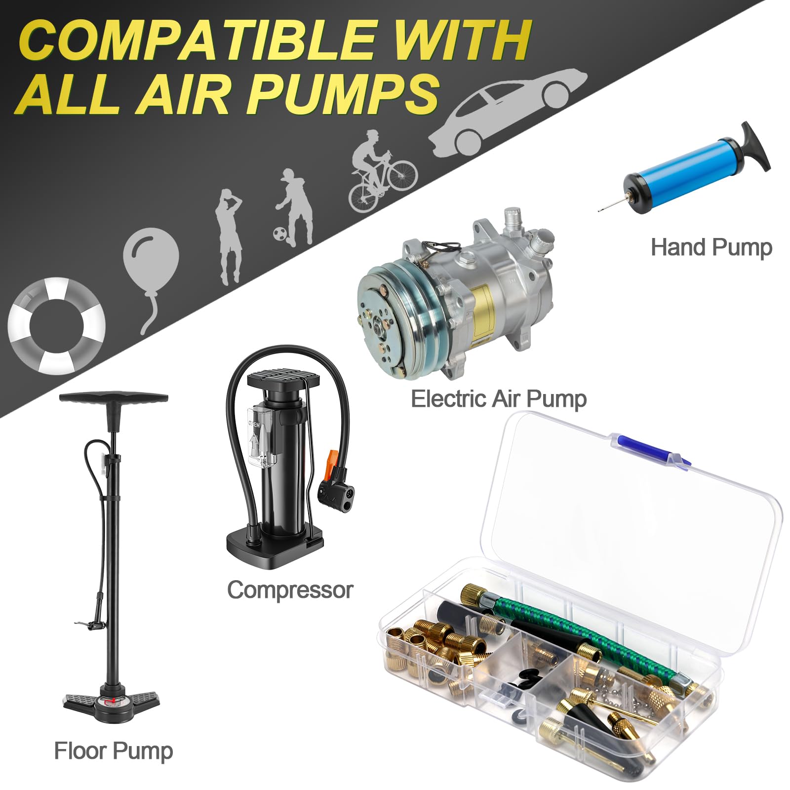 Kit 32 Pezzi Adattatori Valvole Per Bici - Per Pompa, Pneumatici E Palloncini - Foto 4