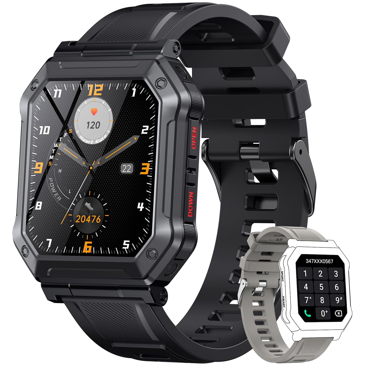 Smart Watch for Men Fitness Tracker Military Digital Mens Watches Bluetooth Make Answer Call Running Waterproof Smartwatch Android