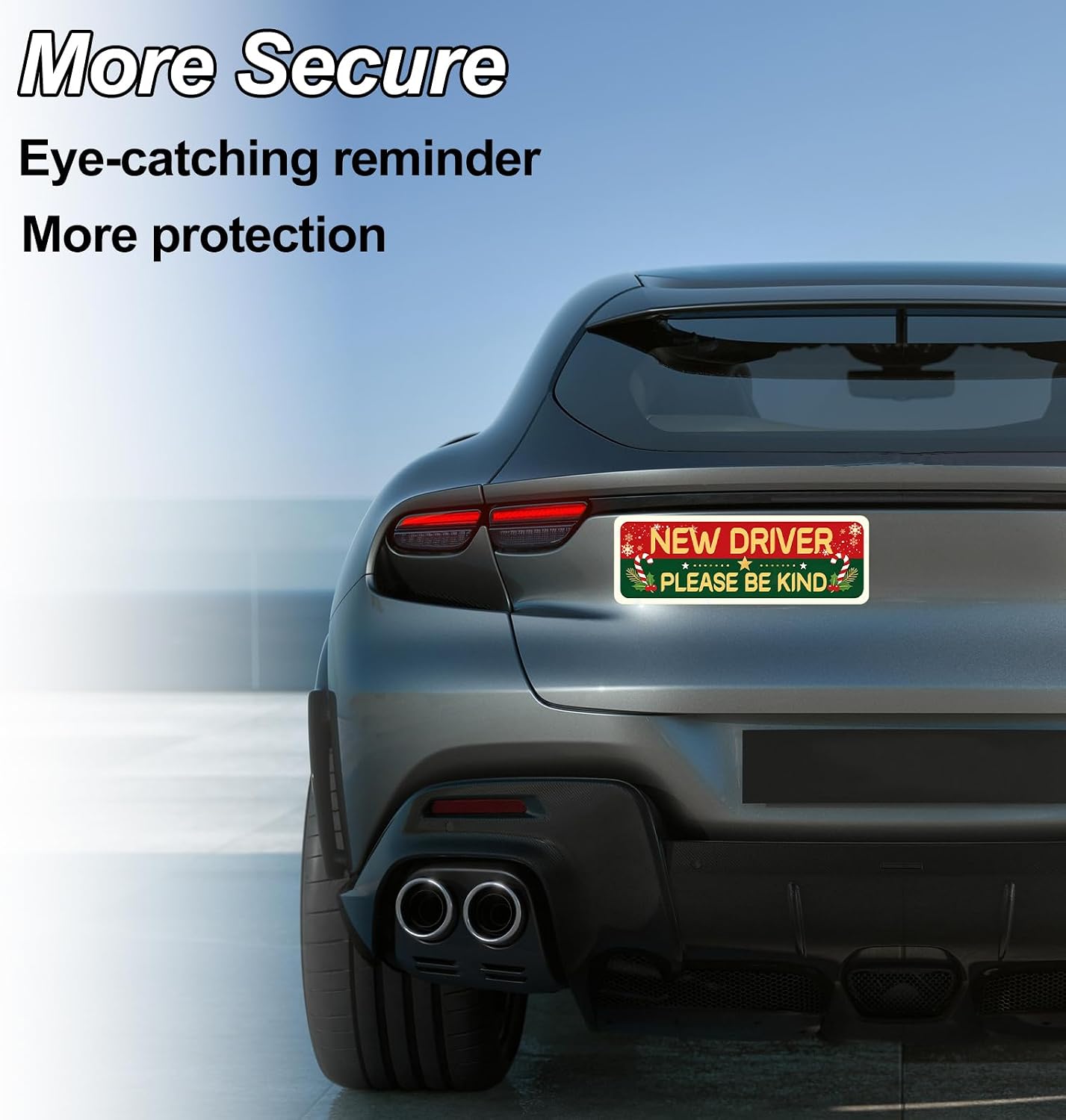 4Pcs Magnetic Christmas New Driver Car Student Stickers, Reflective Bumper image 4