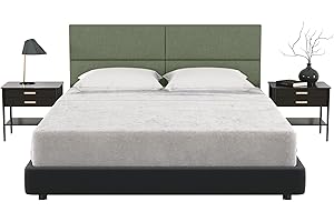 Modern Padded Wall-Mounted Headboard Panels - Queen, Cypress Green