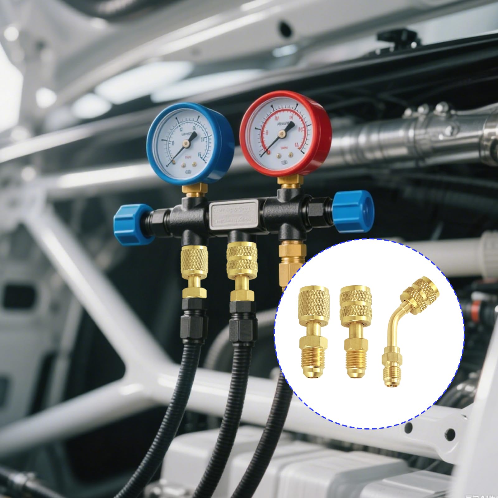 lasuroa 22 Pezzi Kit Adattatore R410A, Dritto e Angolato Adattatore Mini Split Connettori Attacco Femmina 5/16" e Attacco Maschio 1/4" per Condizionatori d'Aria HVAC Impianti di Refrigerazione