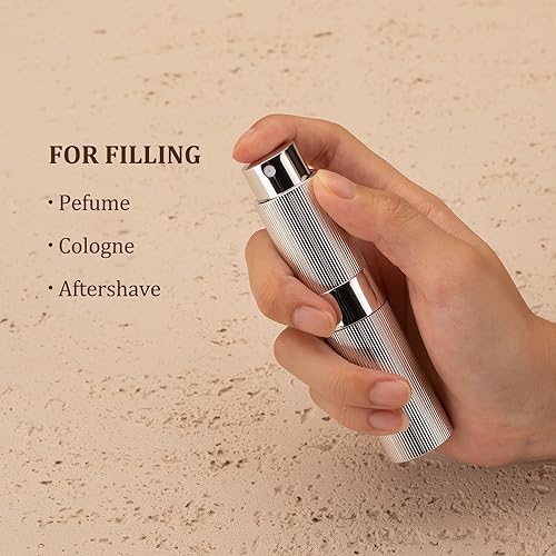 Miniatura 5 de LISAPACK Botella atomizadora de perfume de 0.3 fl oz, 1 pulverizador de colonia de viaje recargable, mini dispensador de perfume portátil vacío