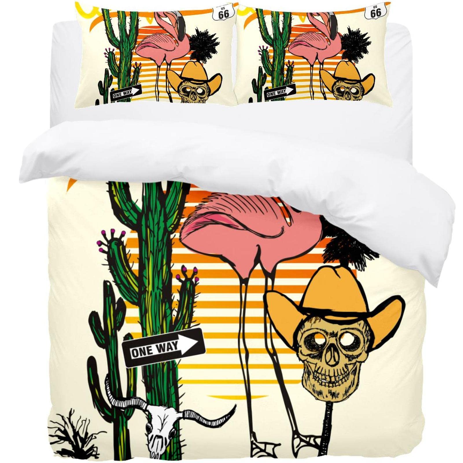 Housse de couette douce cowboy fini les draps rêches parure lit simple facile à laver 3 pièces