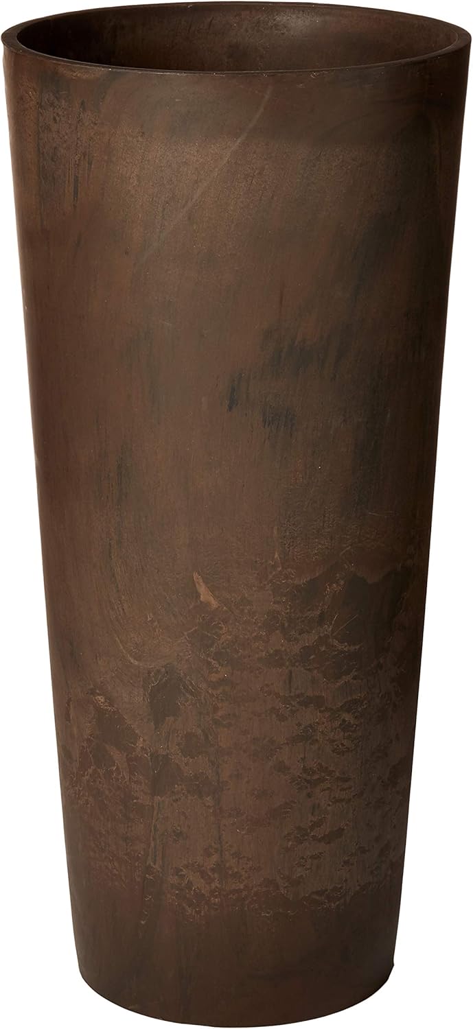 Arcadia Garden Products PSW S32CM Contempo Tall Round Planter, 13 by 28-Inch, Chocolate Brown Marble